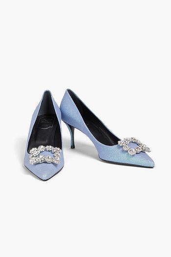 ROGER VIVIER حذاء بامب "فلاور ستراس" من الجلد الصناعي مزيّن بغليتر وإبزيم