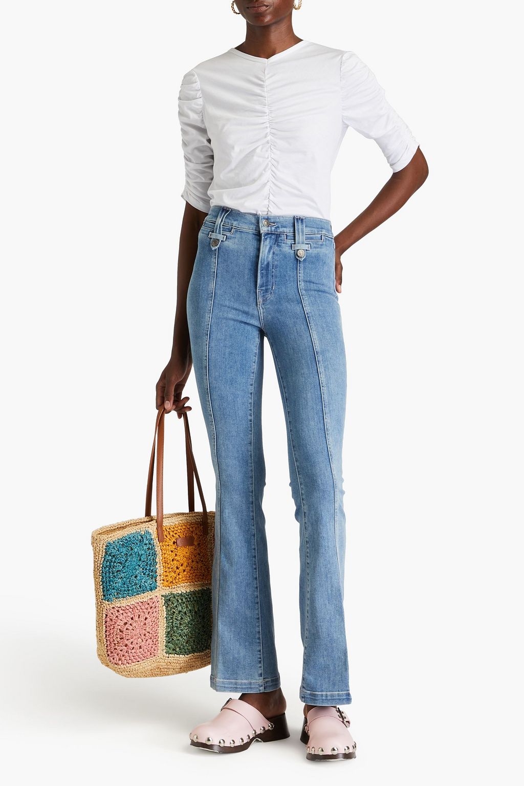 VERONICA BEARD Ruched Pima cotton-jersey top