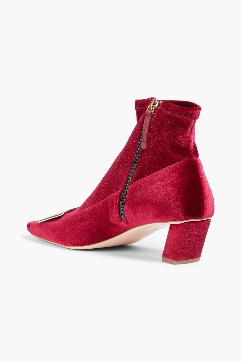 ROGER VIVIER بوت بطول الكاحل من المخمل مزين بإبزيم