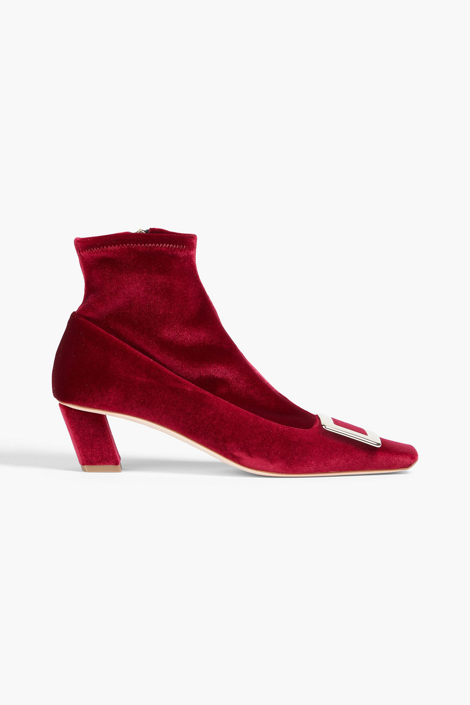 Roger Vivier - Belle Vivier buckle-embellished velvet ankle boots - Burgundy - EU 35