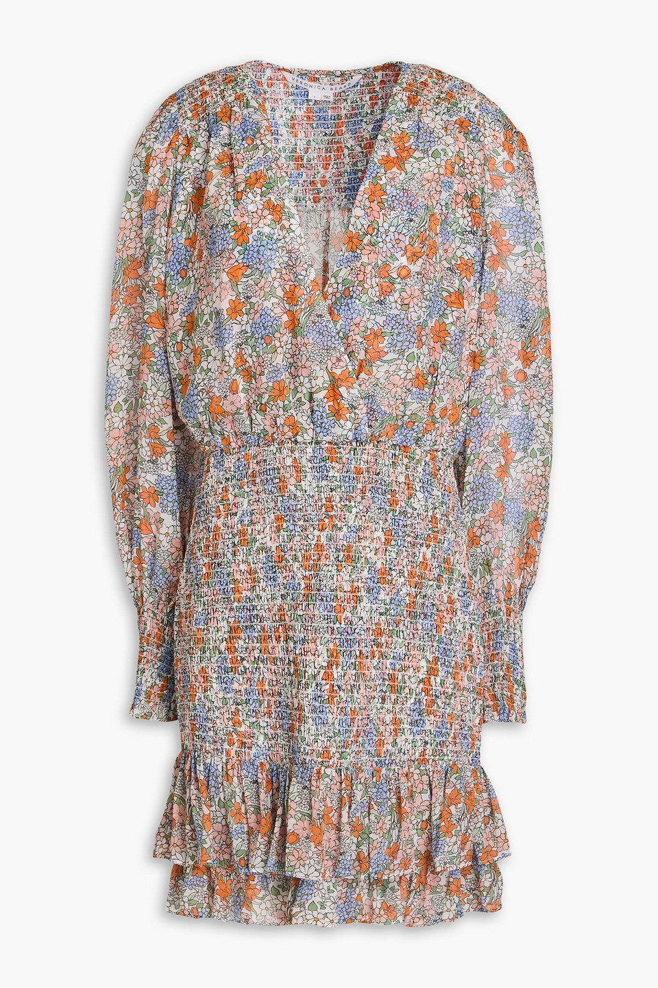 Saera shirred floral-print silk-chiffon mini dress