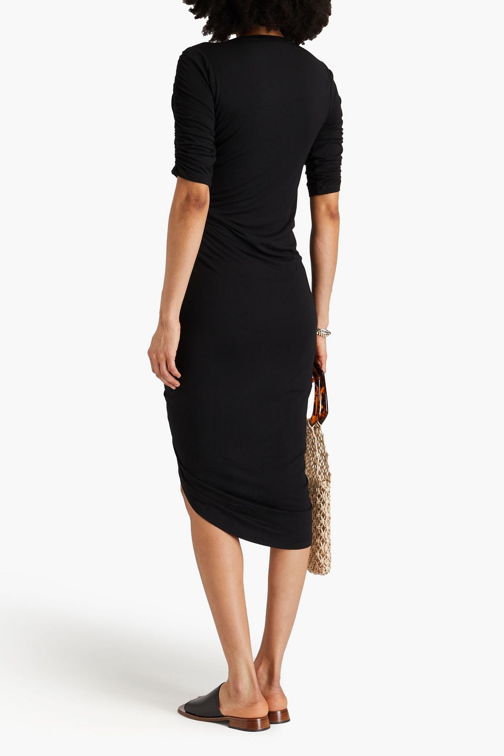 VERONICA BEARD Asymmetric shirred jersey midi dress