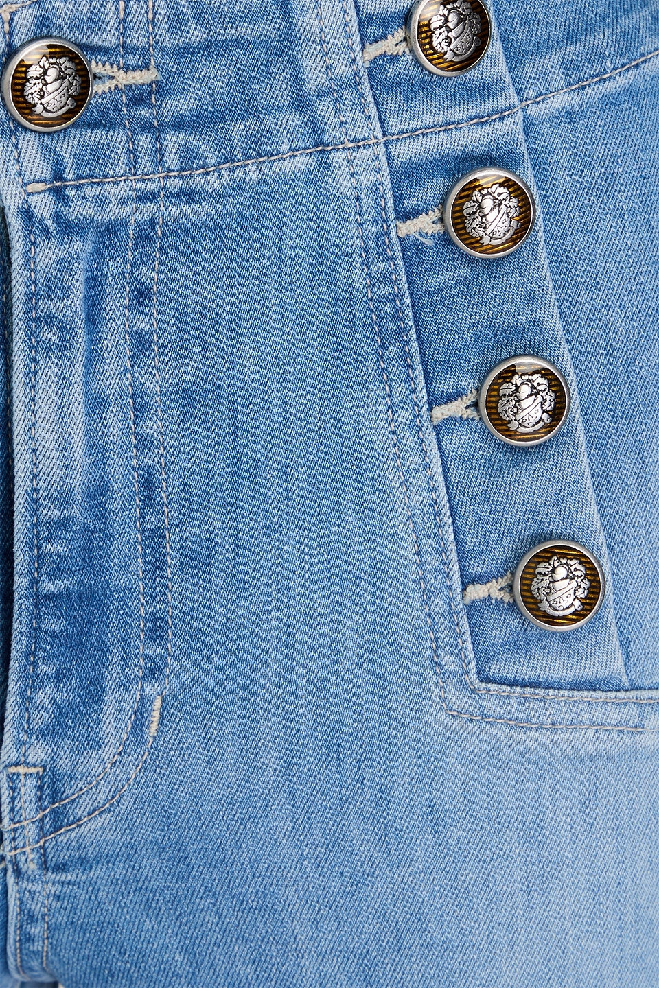 VERONICA BEARD SHERIDAN BUTTON-EMBELLISHED HIGH-RISE FLARED JEANS