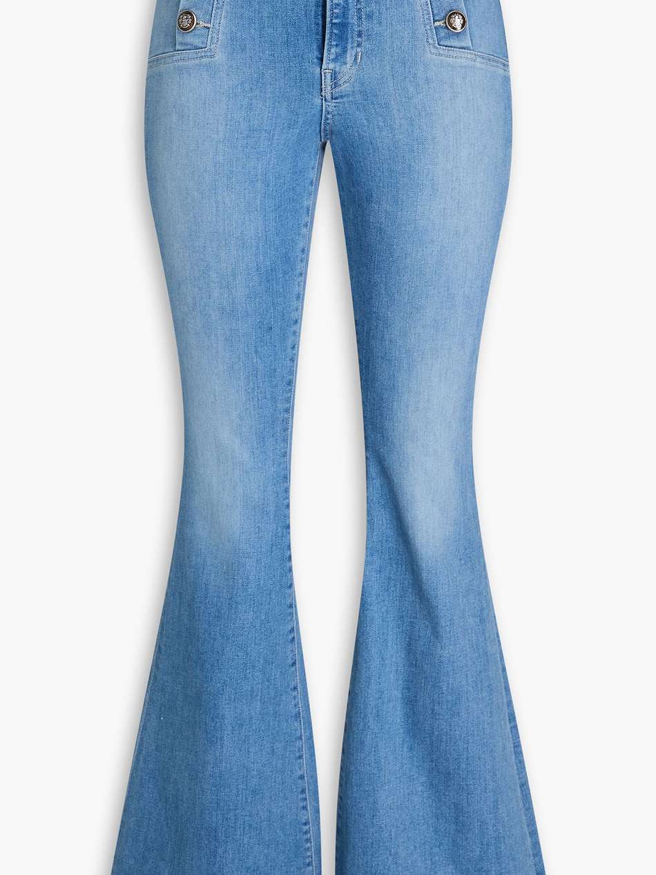 sheridan button-embellished high-rise flared jeans