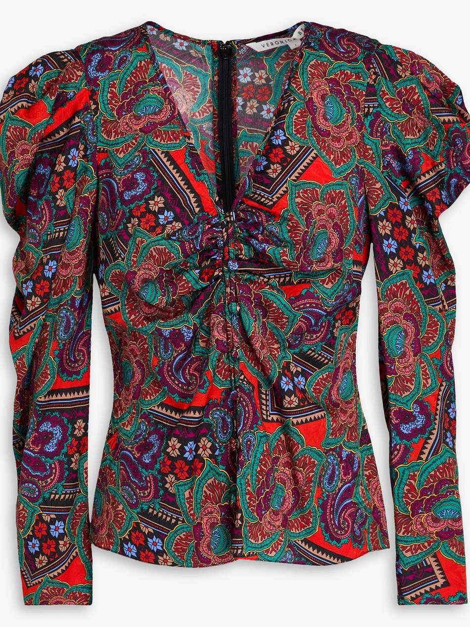 simmons paisley-print silk-blend jacquard blouse