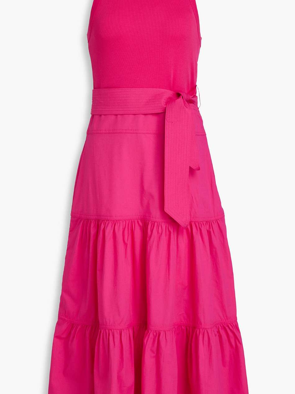 austyn ribbed pima cotton-blend jersey and poplin midi dress