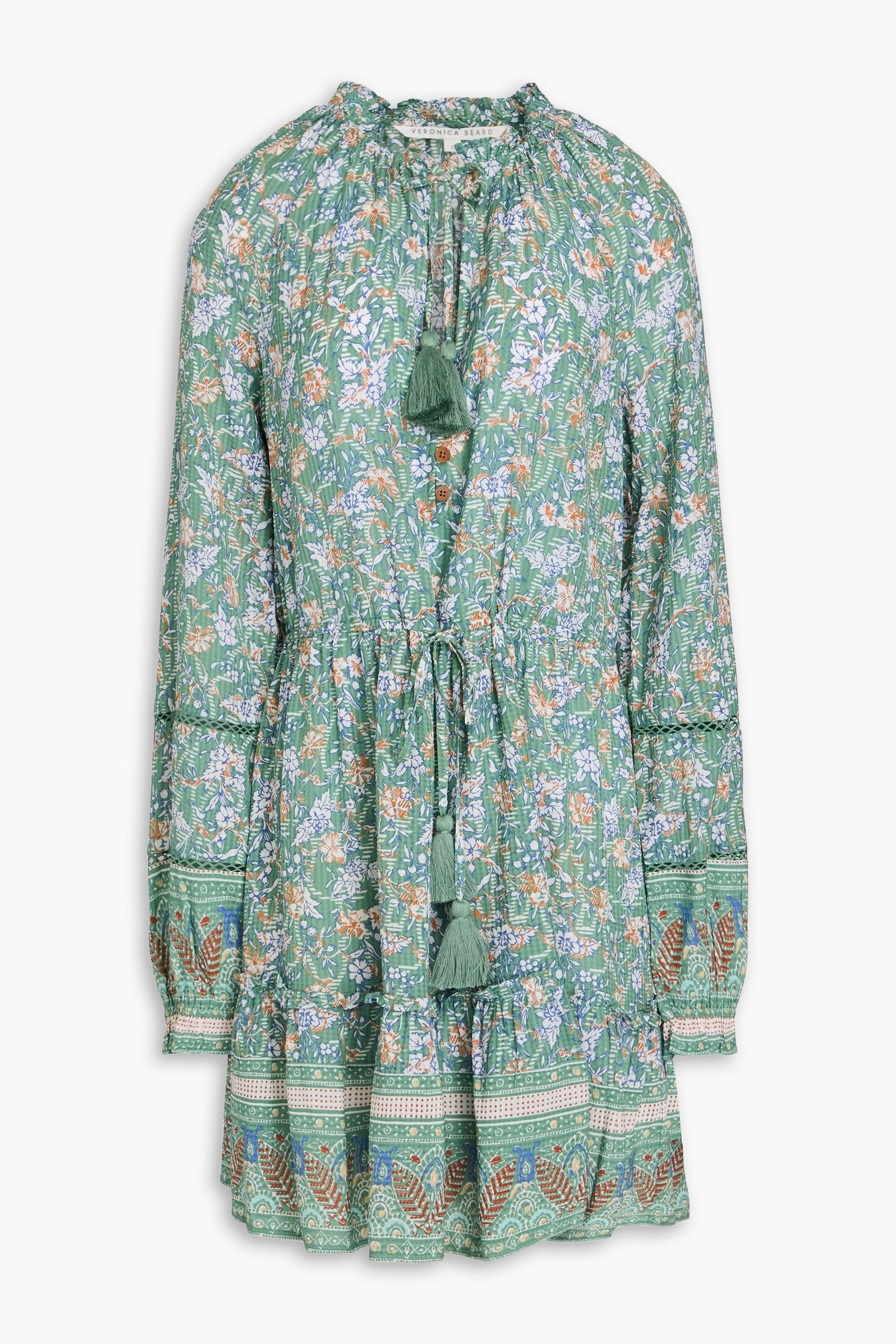 Veronica Beard Danica floral-print seersucker mini dress thumbnail