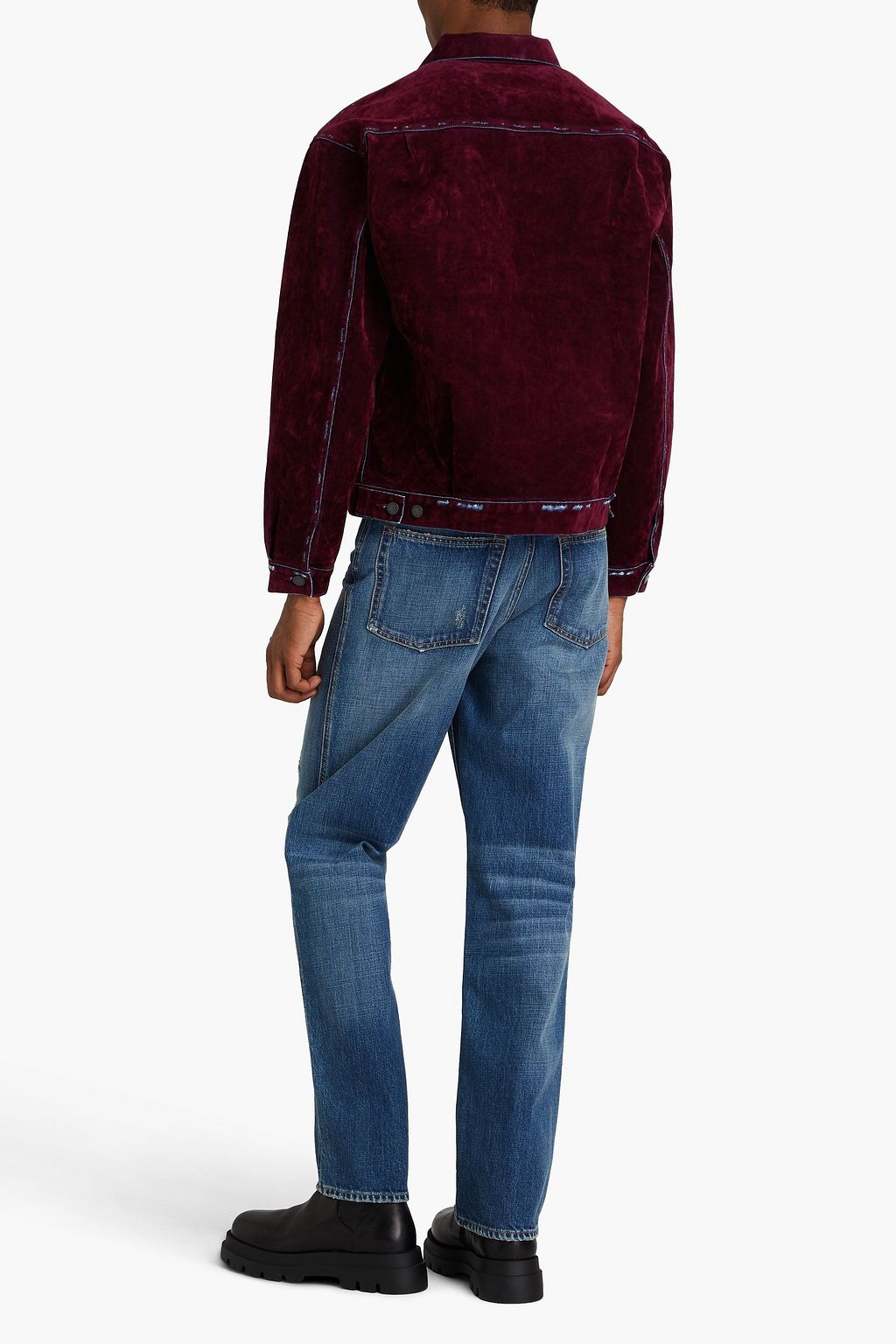 JOHN ELLIOTT Denim-trimmed velvet jacket