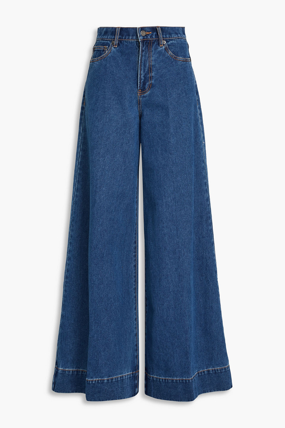 Veronica Beard Haizley High-rise Wide-leg Jeans In Mid Denim