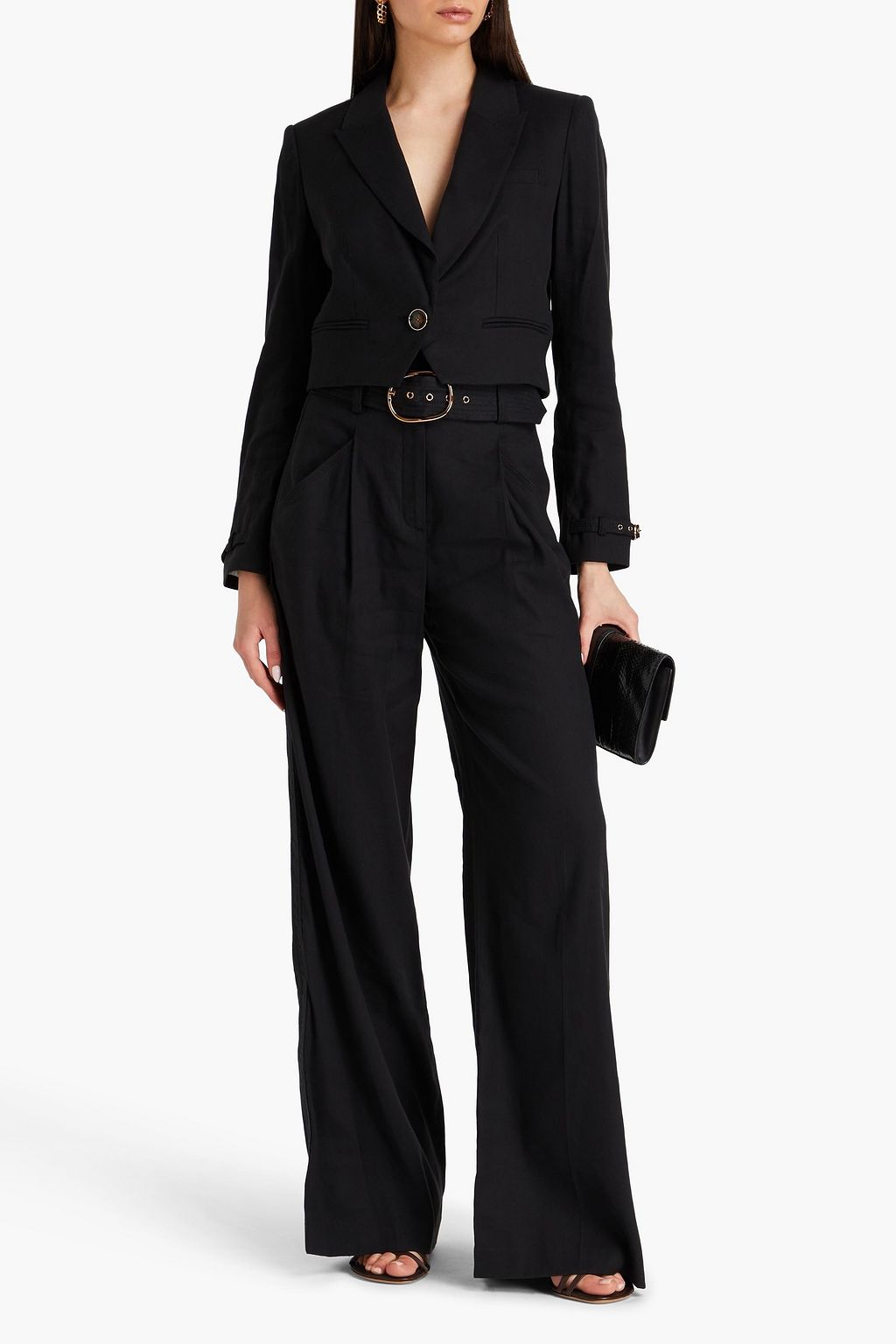 VERONICA BEARD Girard cropped linen-blend blazer