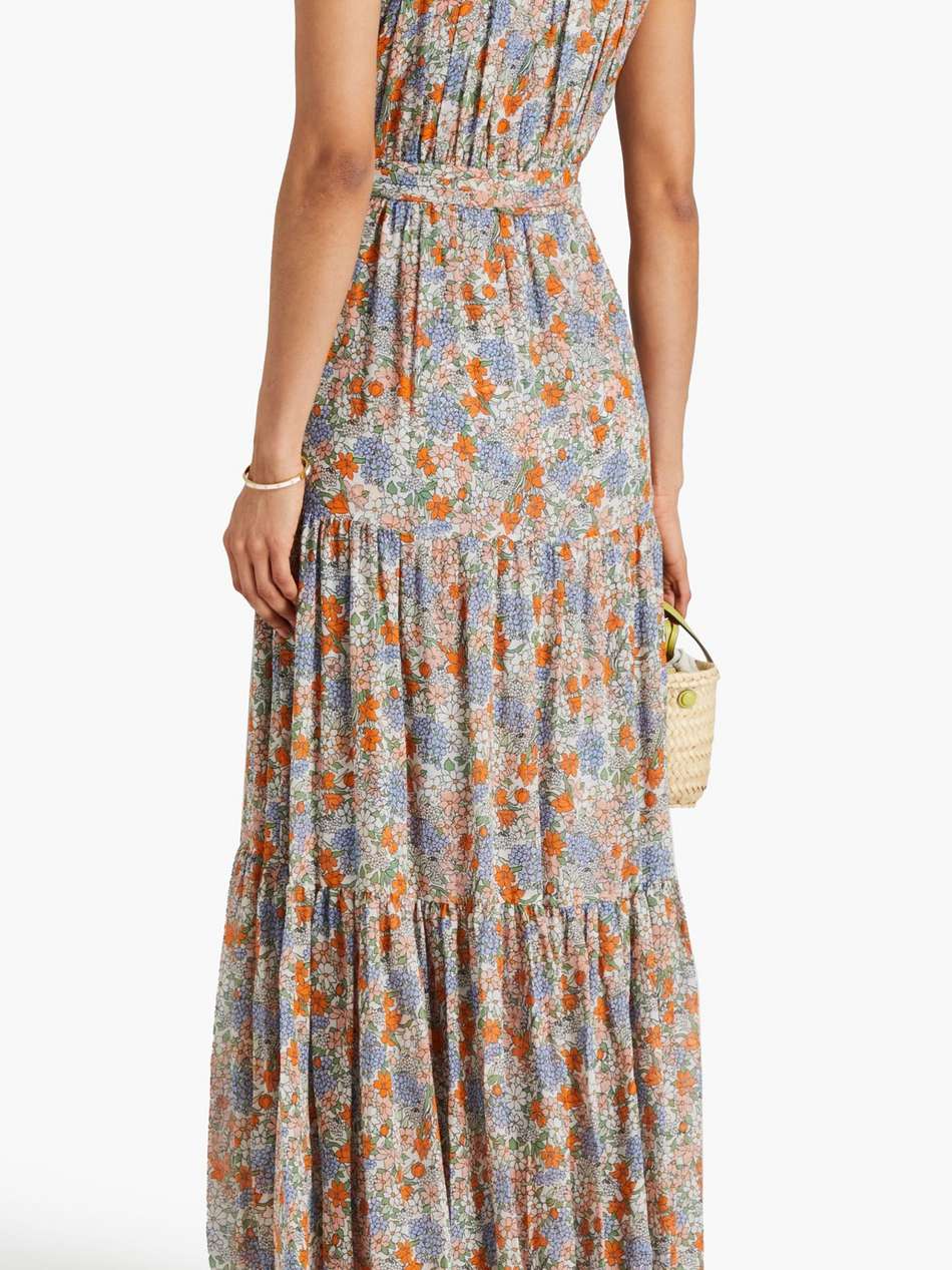florencia tiered floral-print silk-chiffon maxi dress
