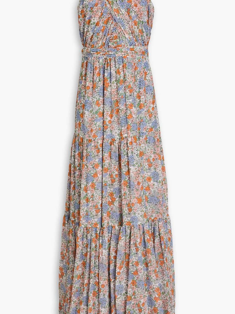florencia tiered floral-print silk-chiffon maxi dress
