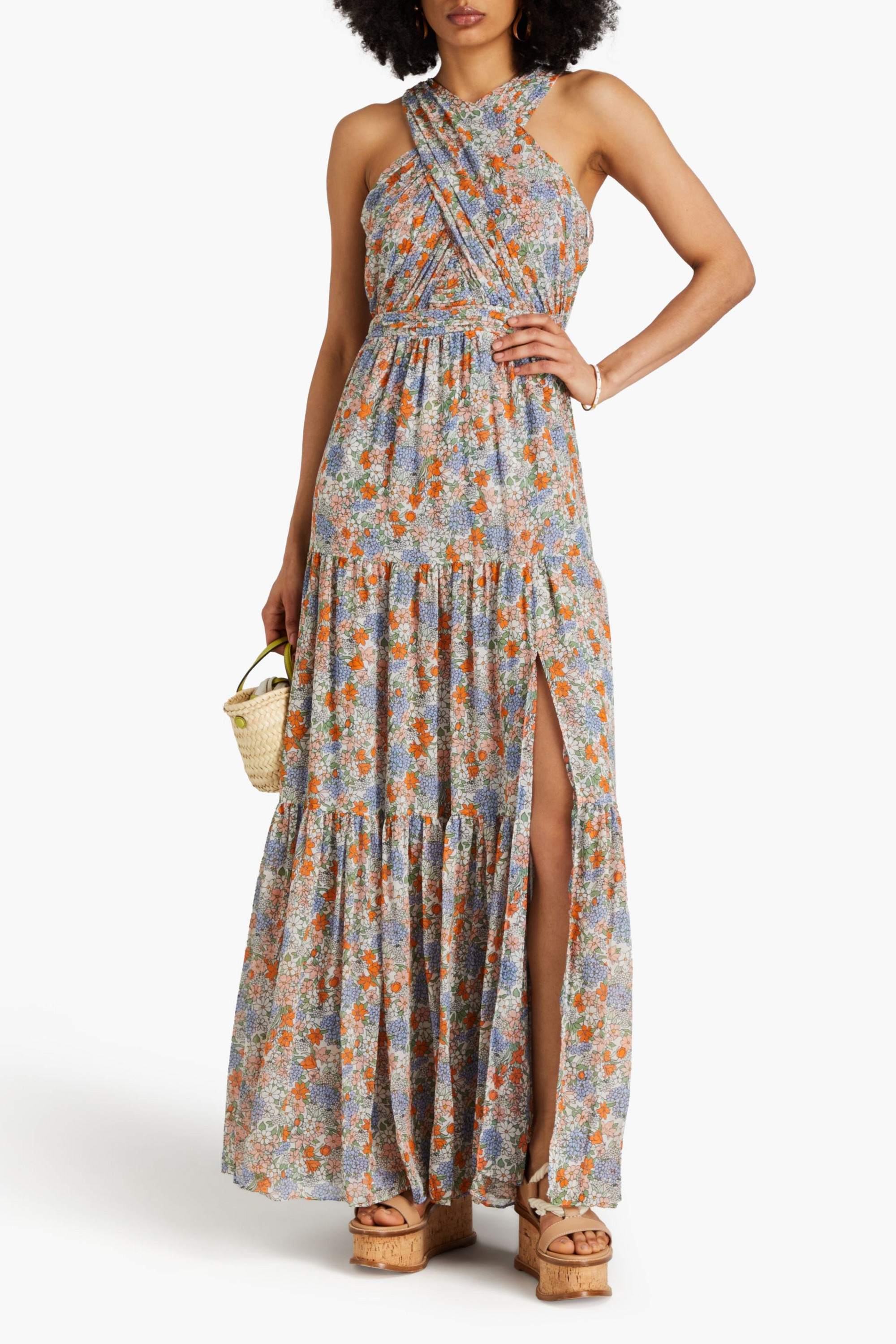 Veronica Beard Florencia tiered floral-print silk-chiffon maxi dress