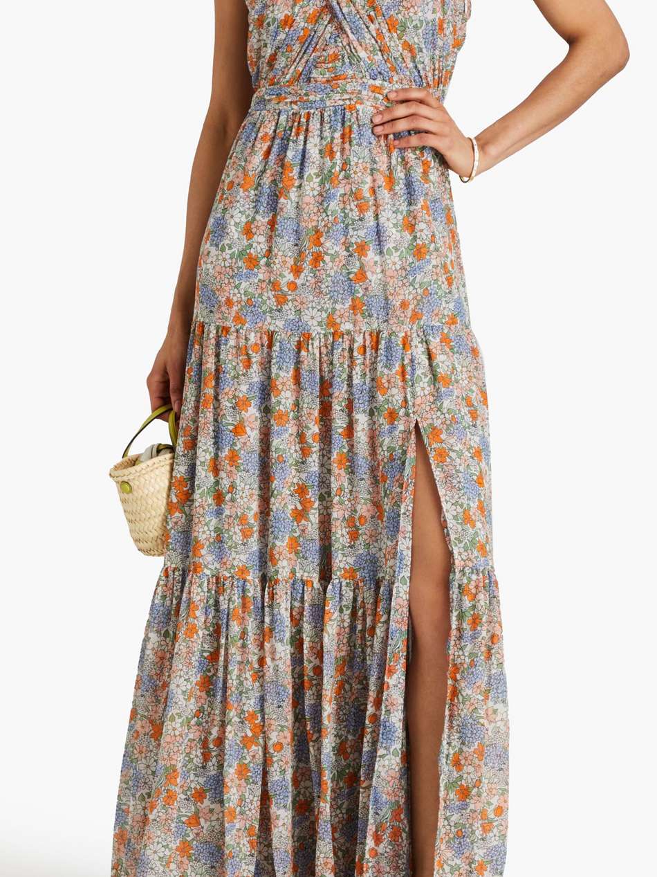 florencia tiered floral-print silk-chiffon maxi dress