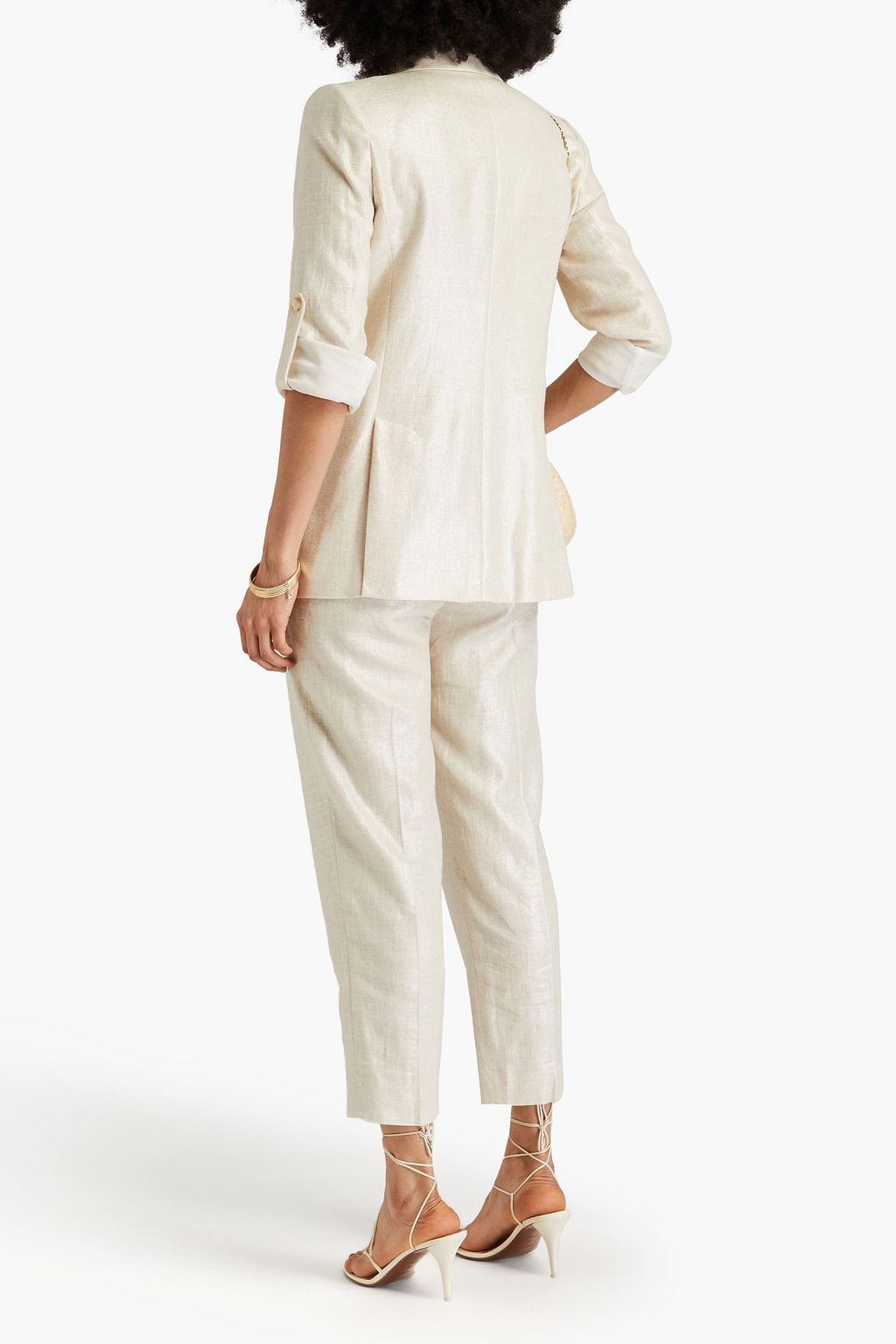 VERONICA BEARD Parineti Dickey double-breasted metallic linen-blend blazer