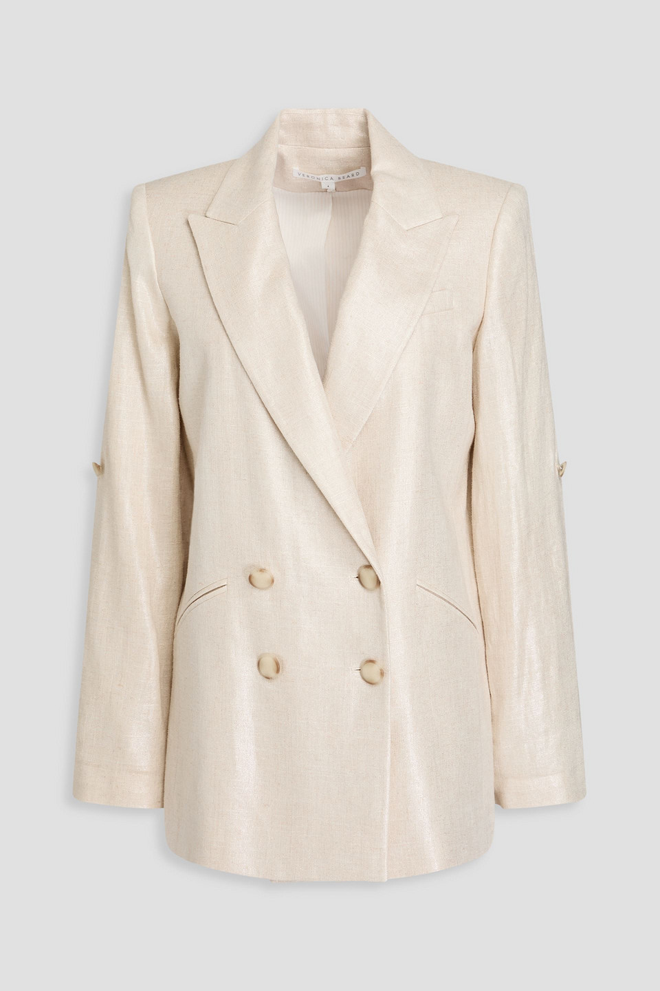 Veronica Beard - Parineti Dickey double-breasted metallic linen-blend blazer - White - US 2