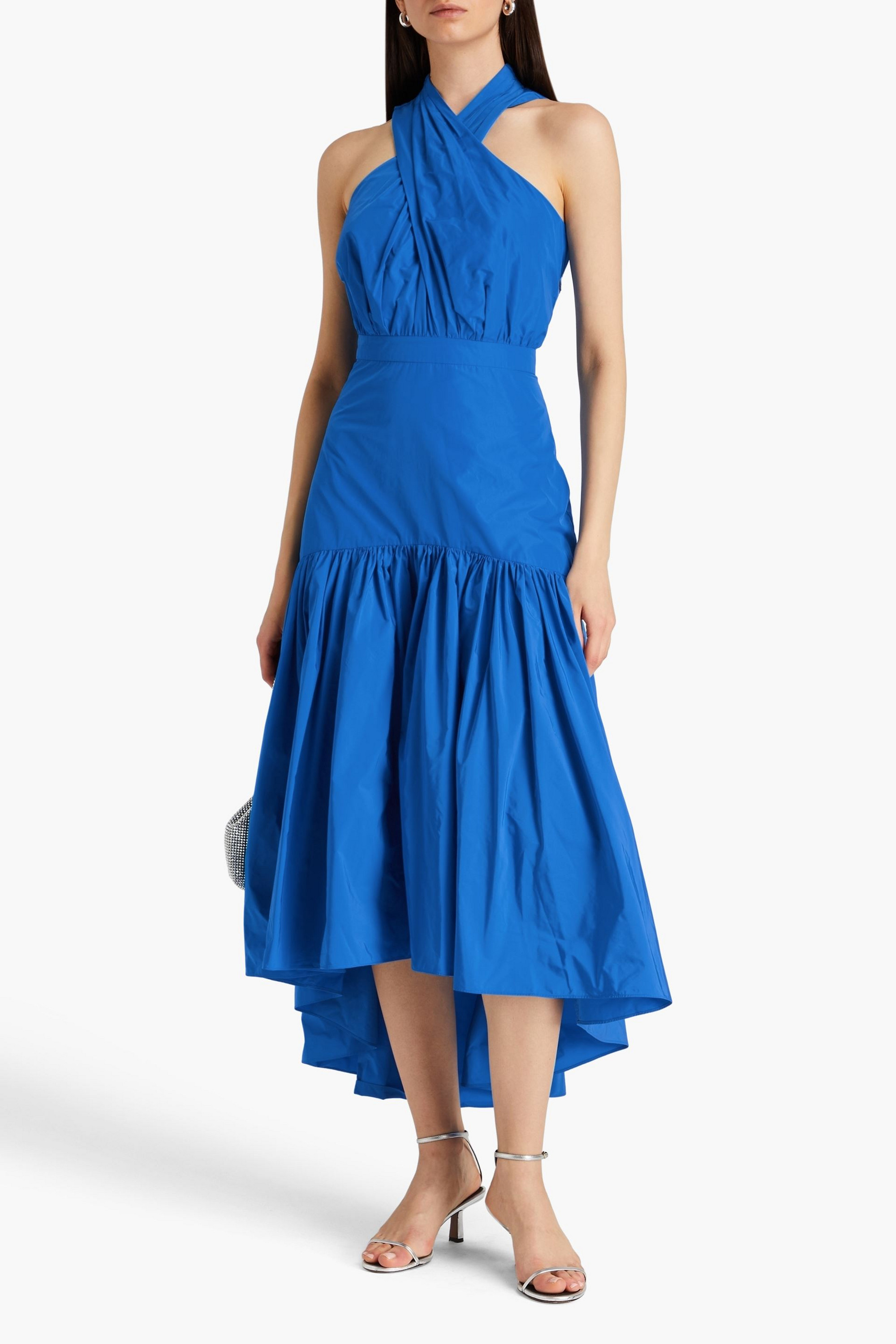Veronica Beard Asymmetric tiered taffeta maxi dress