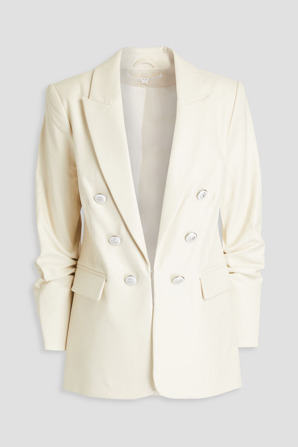 Veronica Beard Beacon Dickey Faux Leather Blazer In Ecru