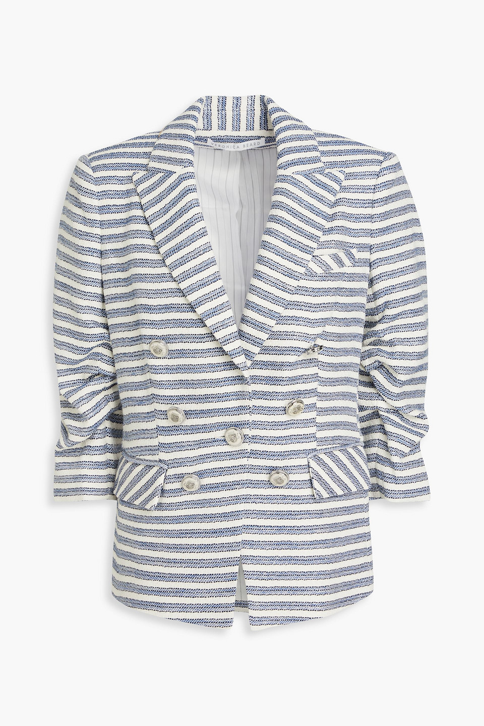 Veronica Beard Ryland Striped Cotton-blend Tweed Blazer In Blue