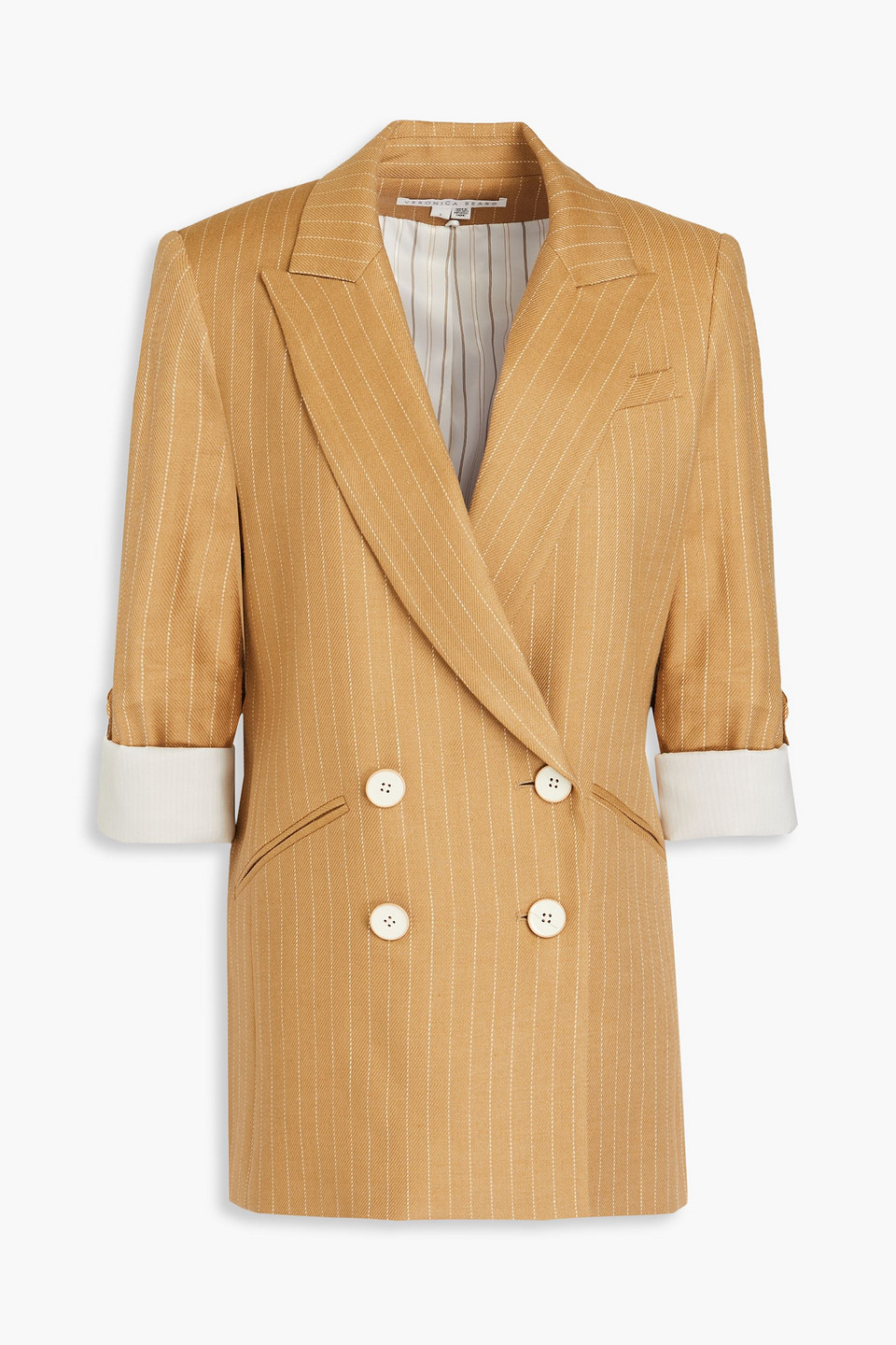 Veronica Beard Parineti Pinstriped Linen-blend Twill Blazer In Camel