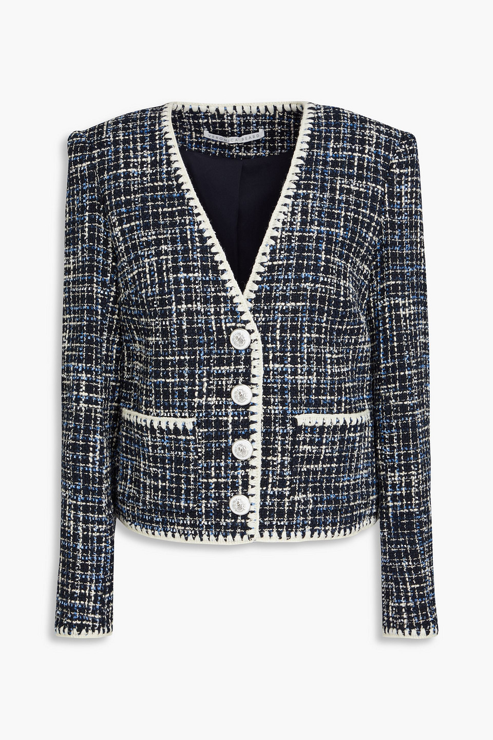 Veronica Beard Bosea Cotton-blend Tweed Jacket In Navy