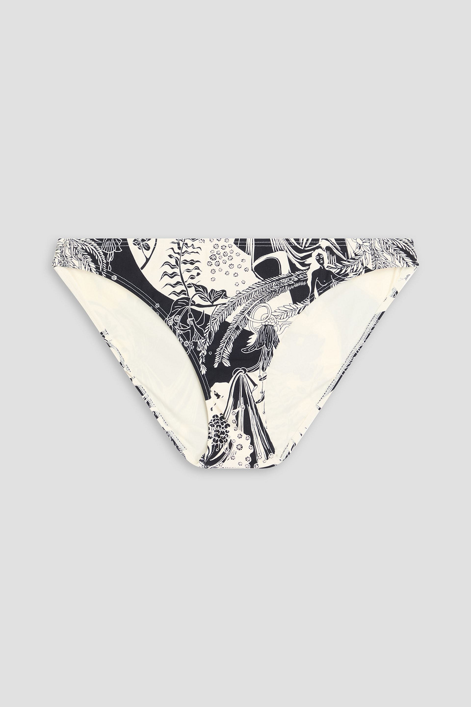 Tory Burch Botanical-print Slip-on Bikini Briefs In Cream