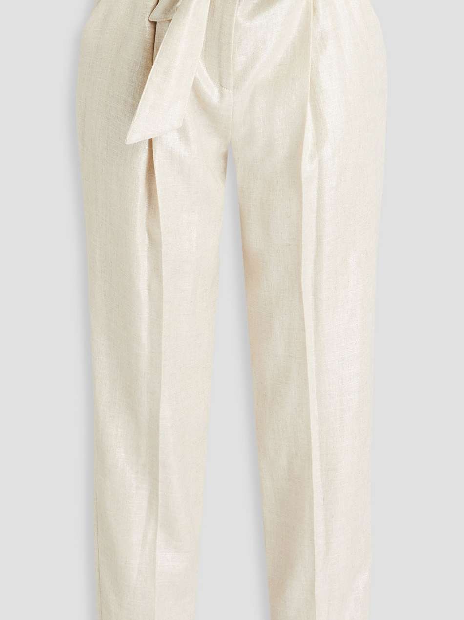 zelly cropped metallic linen-blend tapered pants