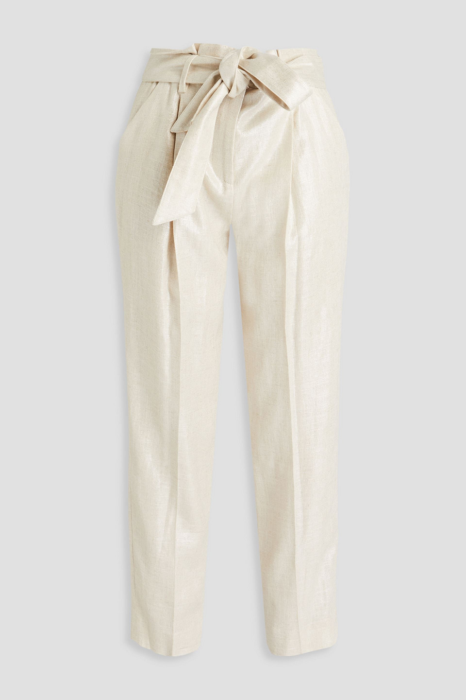 Zelly cropped metallic linen-blend tapered pants