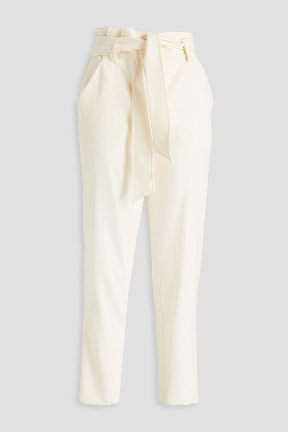 Veronica Beard Cropped Crepe Tapered Pants In Ecru