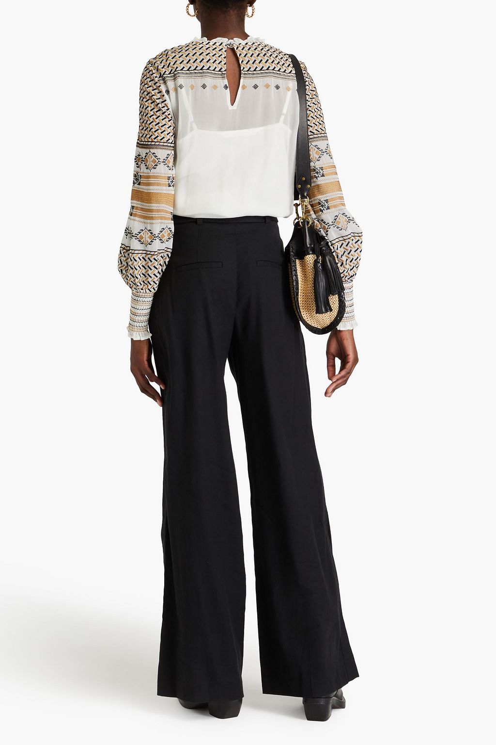 VERONICA BEARD Rimini belted pleated linen-blend wide-leg pants