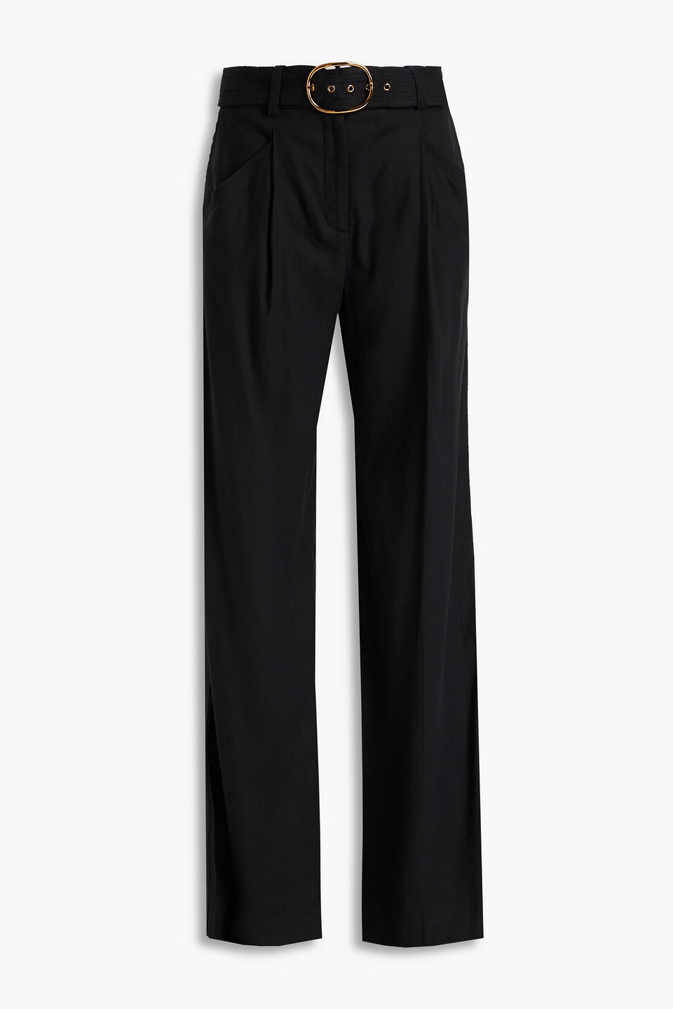 Rimini belted pleated linen-blend wide-leg pants