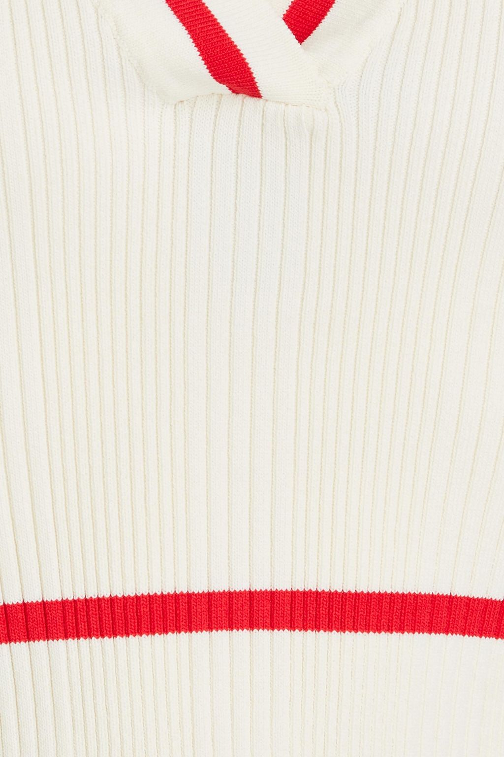 SOLID & STRIPED The Ronnie cropped ribbed-knit polo shirt