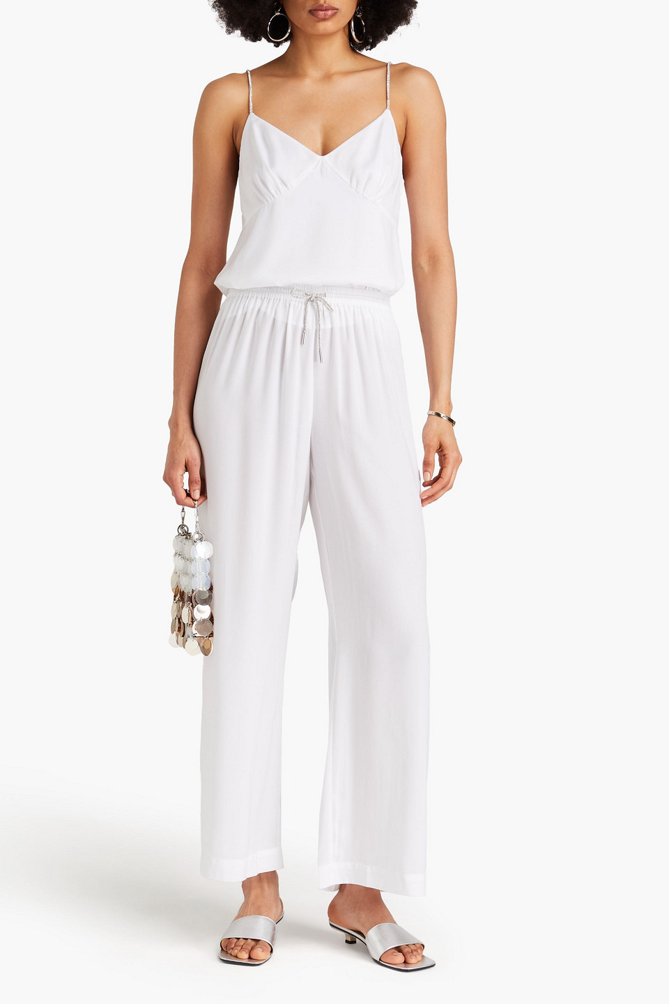 SOLID & STRIPED THE DANI CRYSTAL-EMBELLISHED SATIN WIDE-LEG PANTS