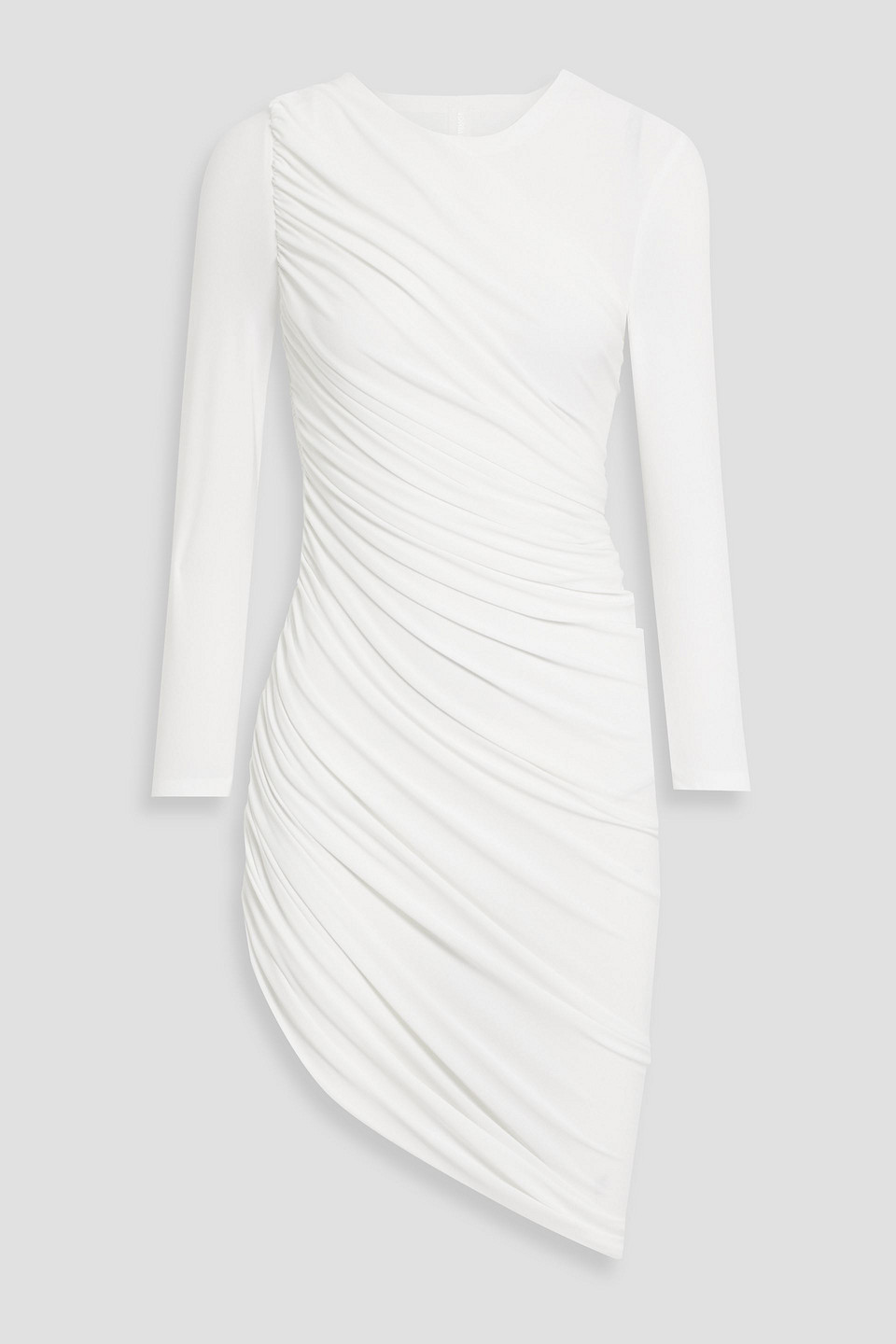 Norma Kamali Diana Asymmetric Ruched Strtech-jersey Mini Dress In White