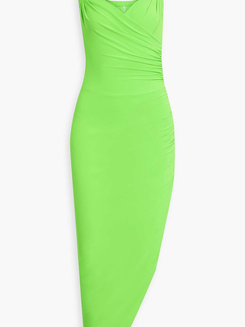 cayla ruched neon stretch-jersey halterneck maxi dress dress