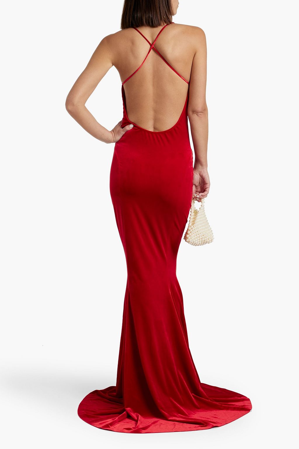 NORMA KAMALI Cutout stretch-velvet gown