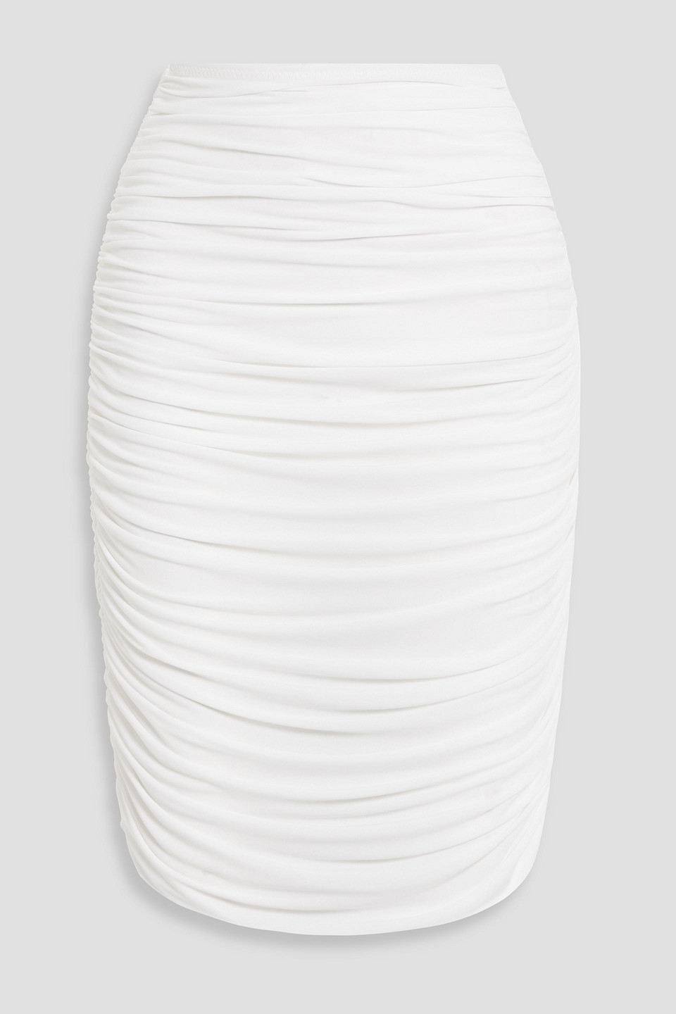 Norma Kamali Ruched Stretch-jersey Skirt In White