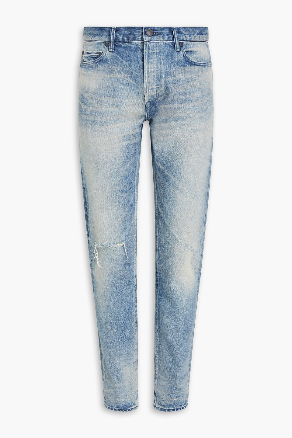 John Elliott - Slim-fit distressed faded denim jeans - Blue - 34