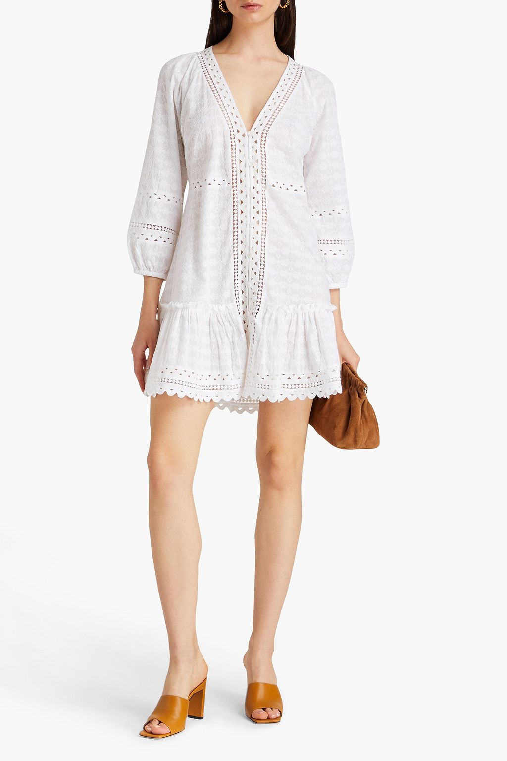 VERONICA BEARD Daeja crochet-trimmed cotton mini dress