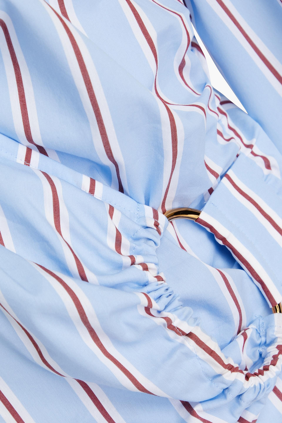 Veronica Beard Ozzie Wrap-effect Striped Cotton-blend Poplin Top In Light Blue