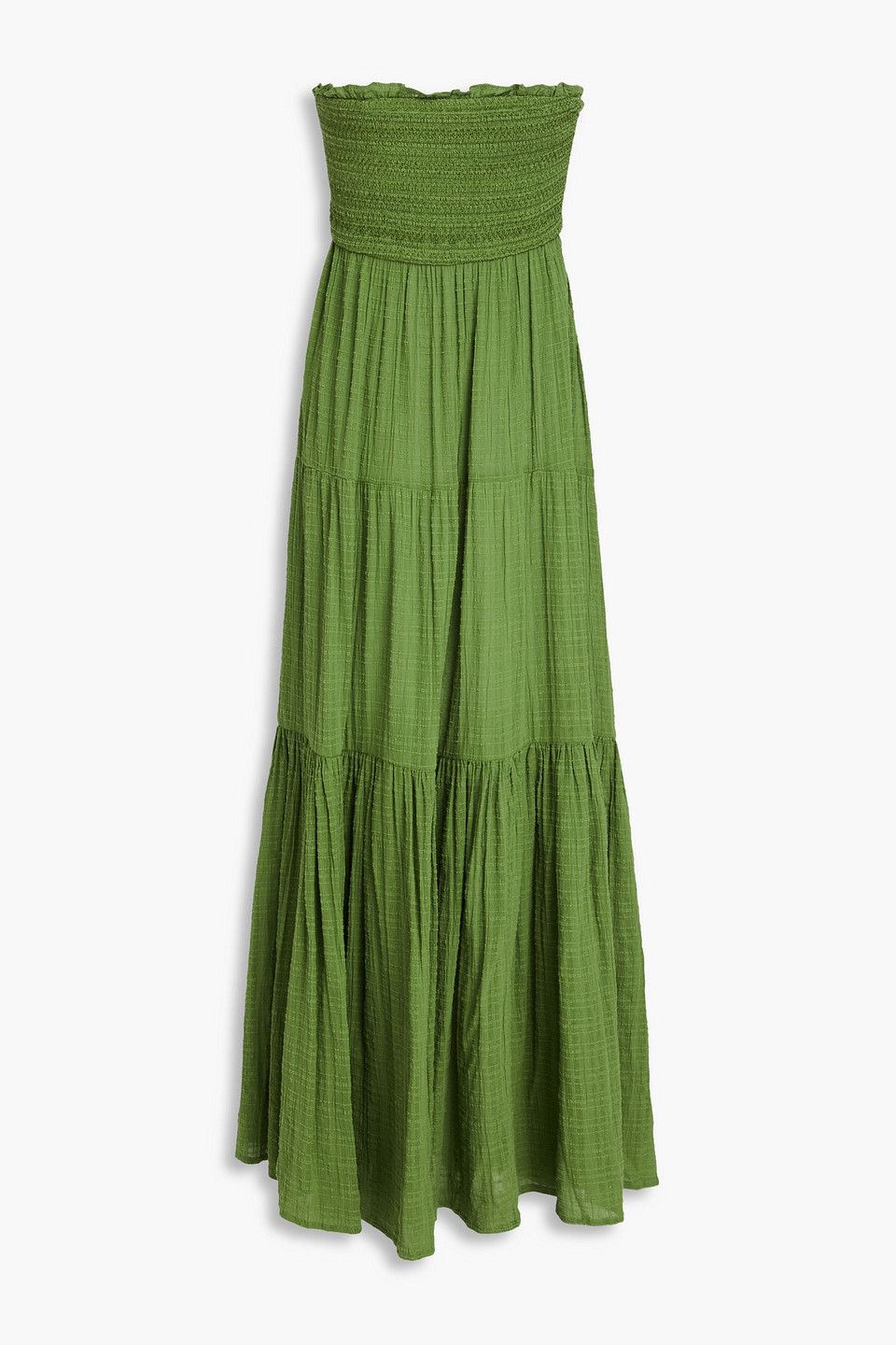 Veronica Beard Mckinney Strapless Cutout Cotton Midi Dress In Leaf Green