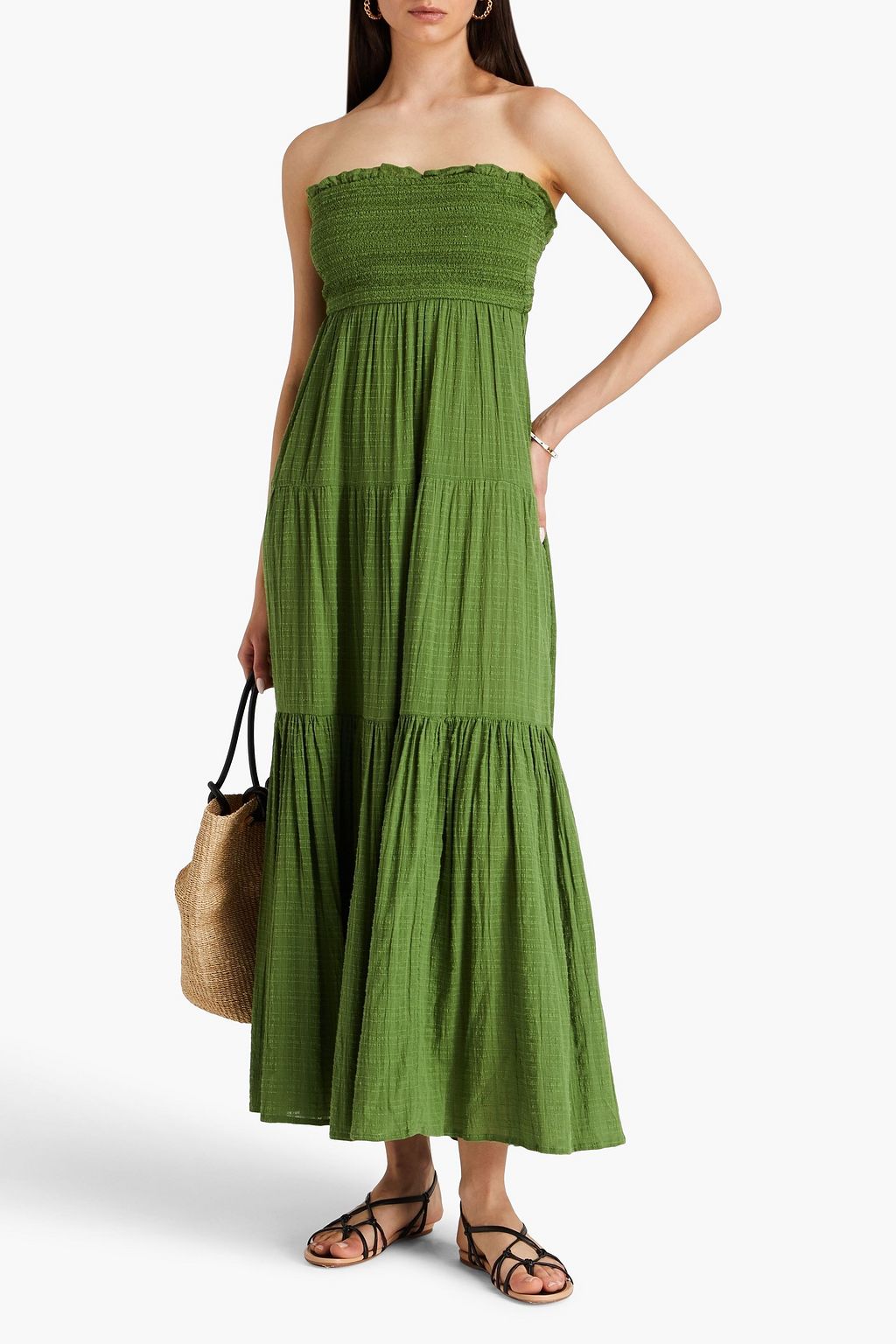 VERONICA BEARD McKinney strapless cotton-jacquard maxi dress