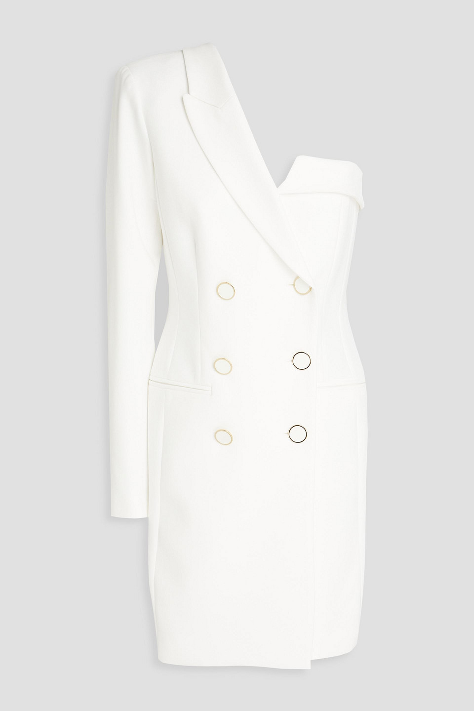 Veronica Beard One-shoulder Double-breasted Crepe Mini Dress In White