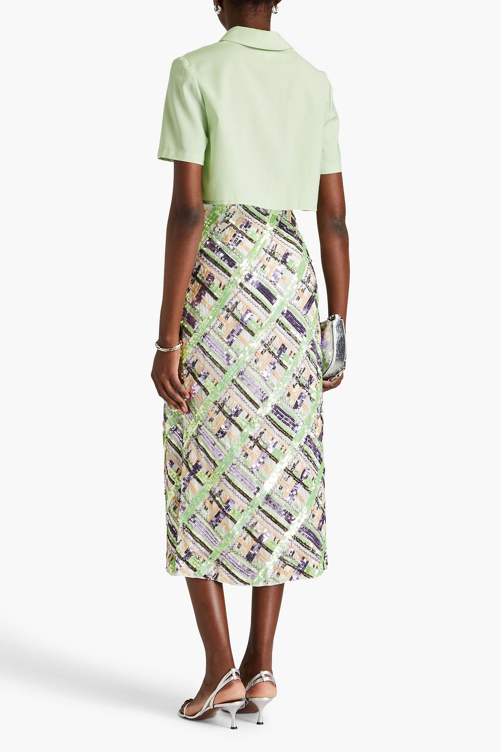 VERONICA BEARD Brent embellished georgette midi skirt