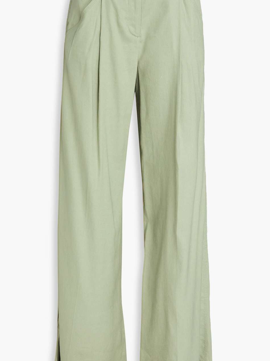 rimini belted pleated linen-blend wide-leg pants