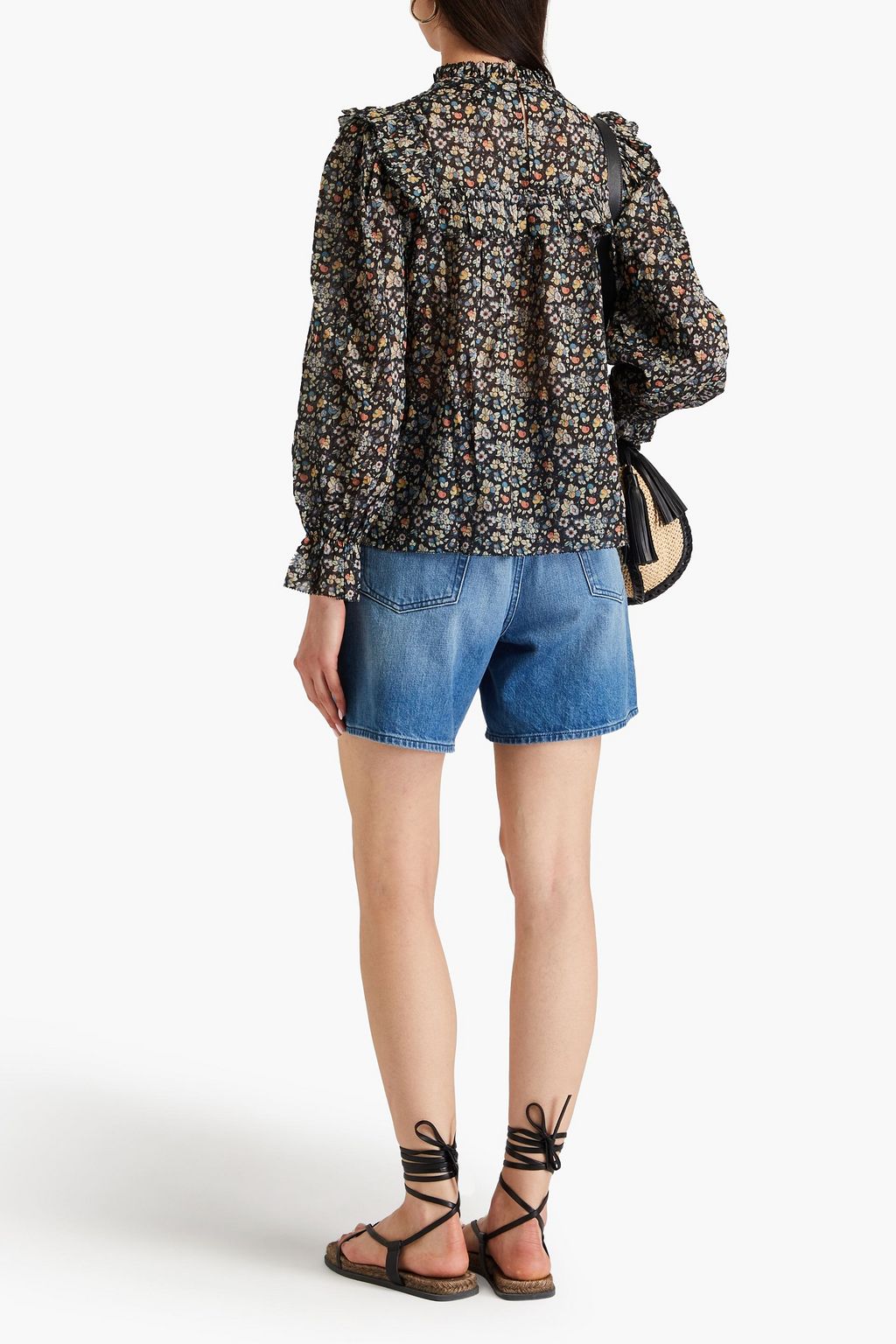 RIXO Lucinda crochet-trimmed floral-print cotton blouse