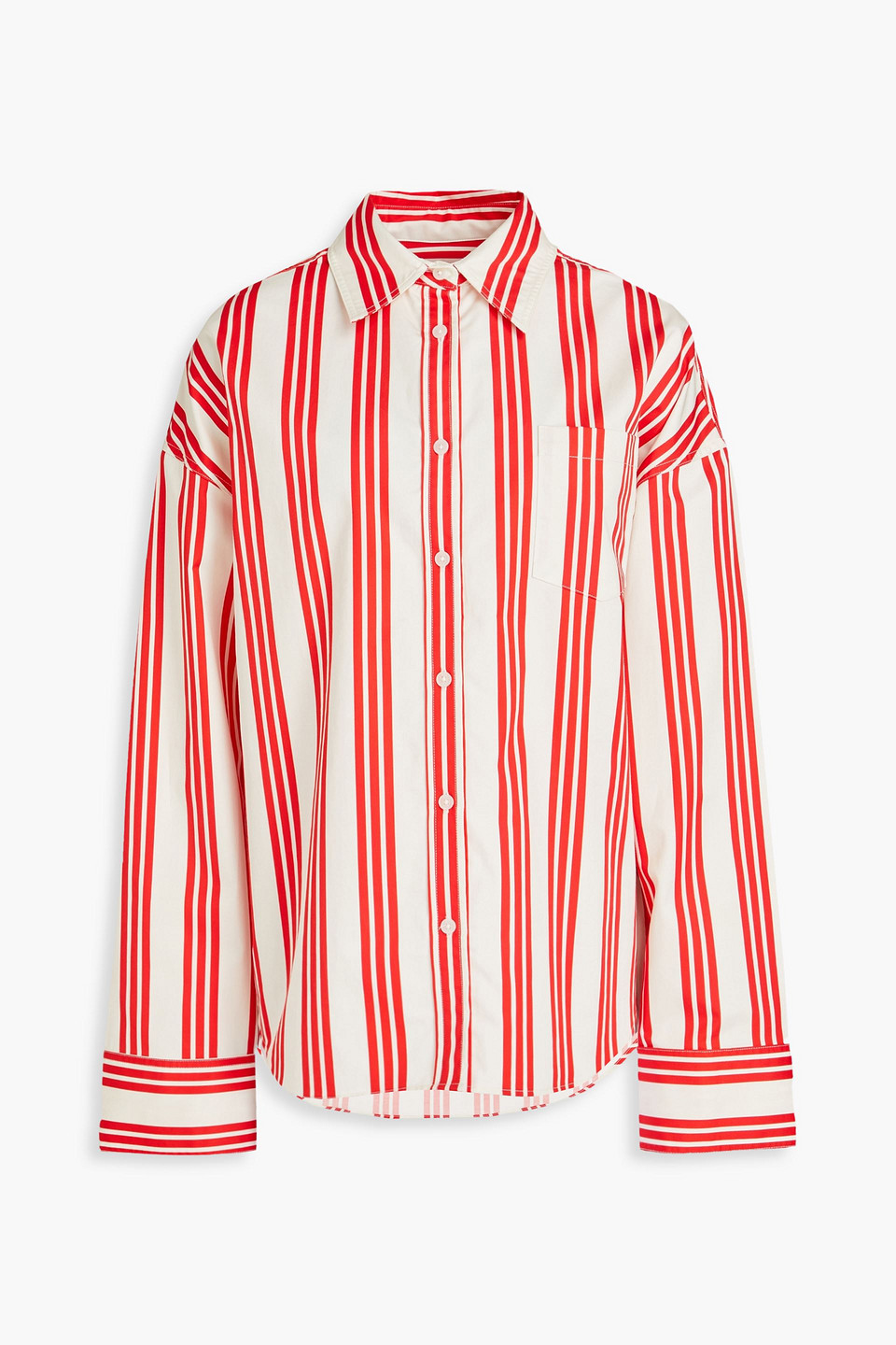 Solid & Striped The Dylan Striped Cotton-poplin Shirt In Red