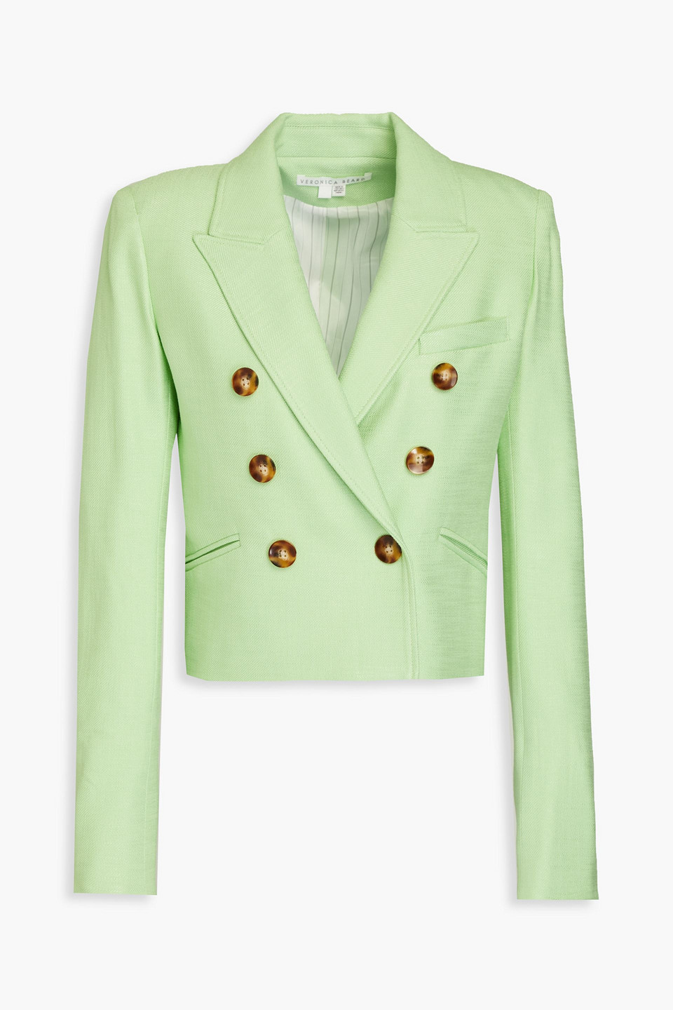 Veronica Beard Nevis Double-breasted Twill Blazer In Light Green