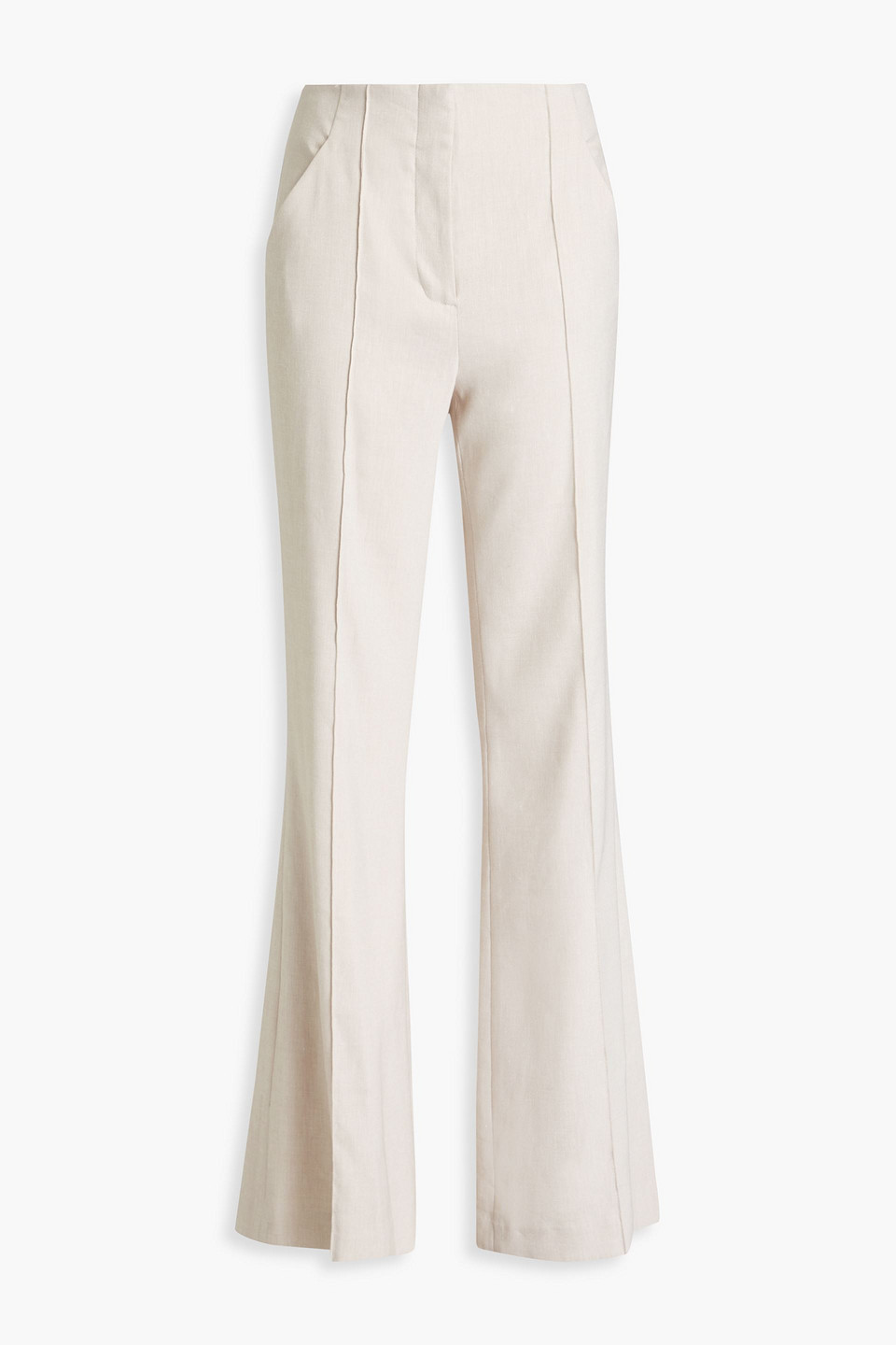 Veronica Beard Komi Linen-blend Twill Flared Trousers In Neutral