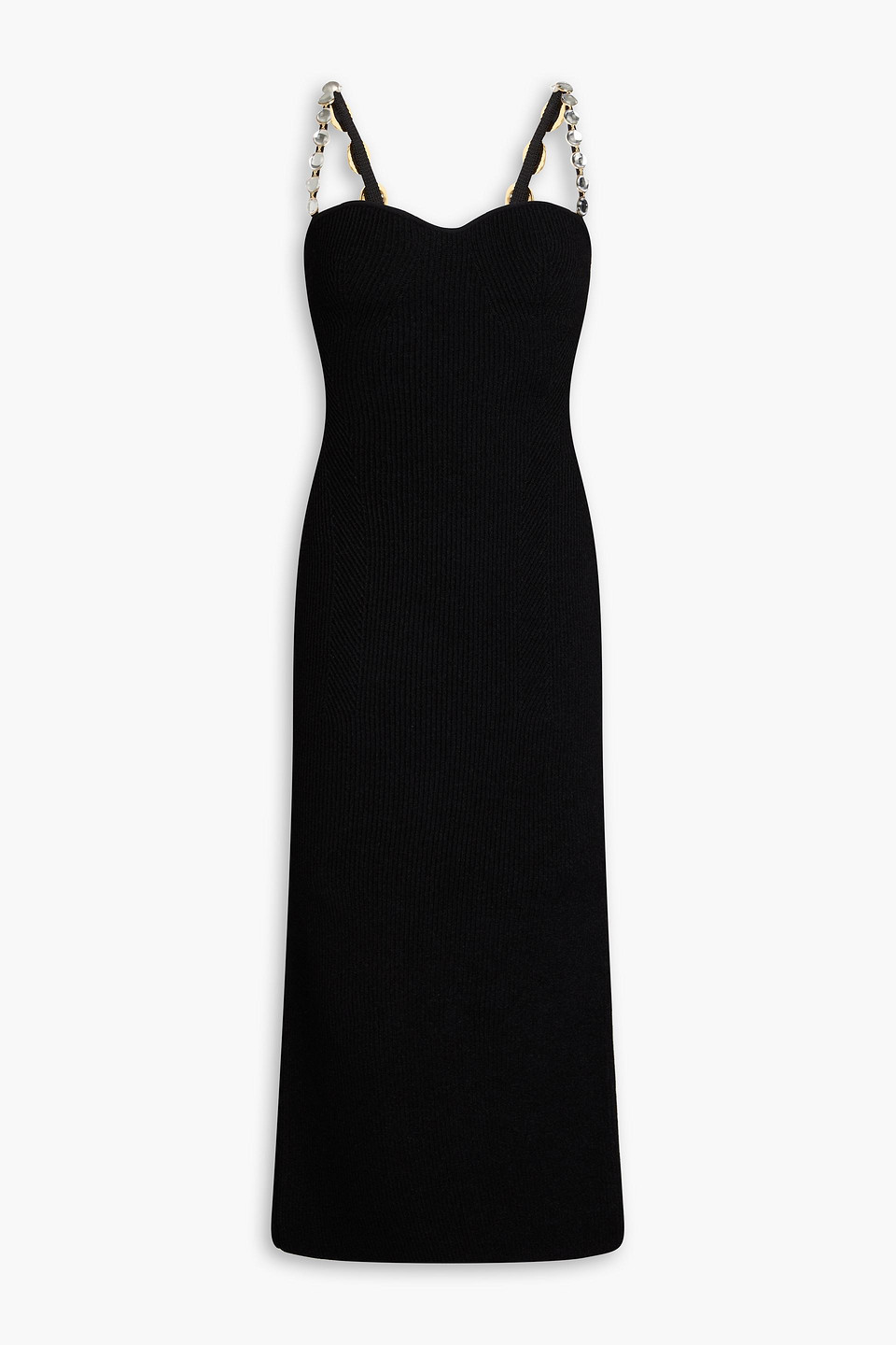 GALVAN CRYSTAL-EMBELLISHED RIBBED-KNIT MIDI DRESS